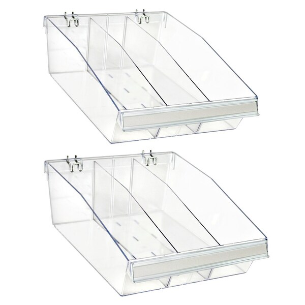 Deep Bin Tray Kit, Med W/ Adjustable Dividers, up to 3 Compartments for Pegboard or Slatwall, 2PK
